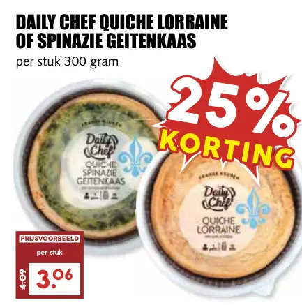 Aanbieding: Quiche lorraine of spinazie geitenkaas