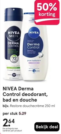 Aanbieding: NIVEA Derma Control deodorant, bad en douche