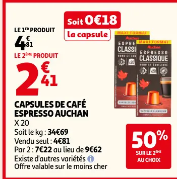 Offre: Capsules de café espresso