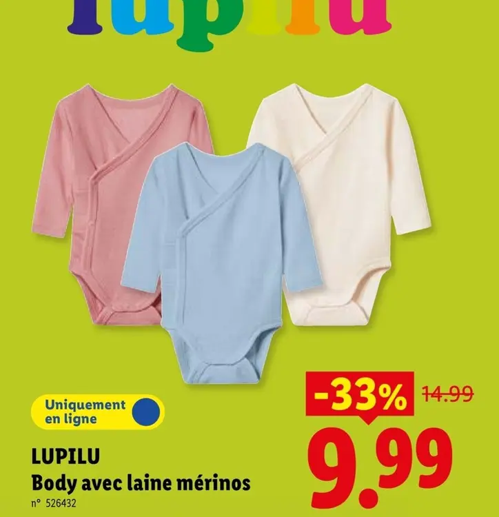 Offre: Body avec laine mérinos