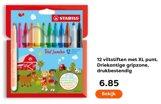 Aanbieding: 12 Viltstiften met XL punt