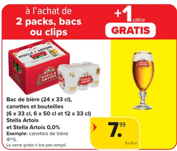Offre: Bac de biere, canettes et bouteilles, Stella Artois et Stella Artois 0,0%