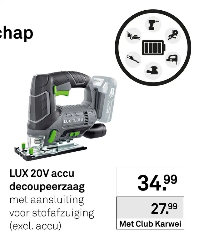 Aanbieding: LUX 20V accu decoupeerzaag