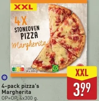 Aanbieding: 4-pack pizza's Margherita