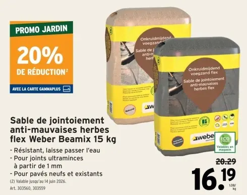Offre: Sable de jointoiement anti-mauvaises herbes f