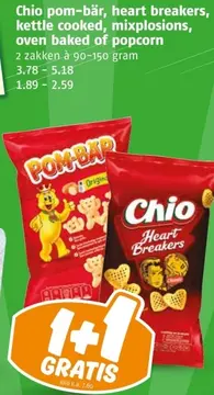 Aanbieding: Chio pom-bar, heart breakers, kettle cooked, mixplosions, oven baked of popcorn