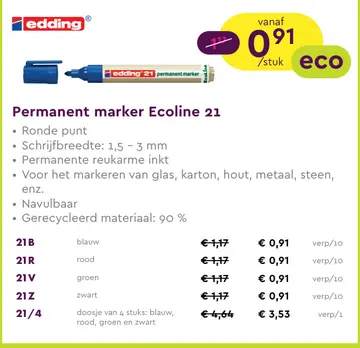 Aanbieding: Permanent marker Ecoline 21