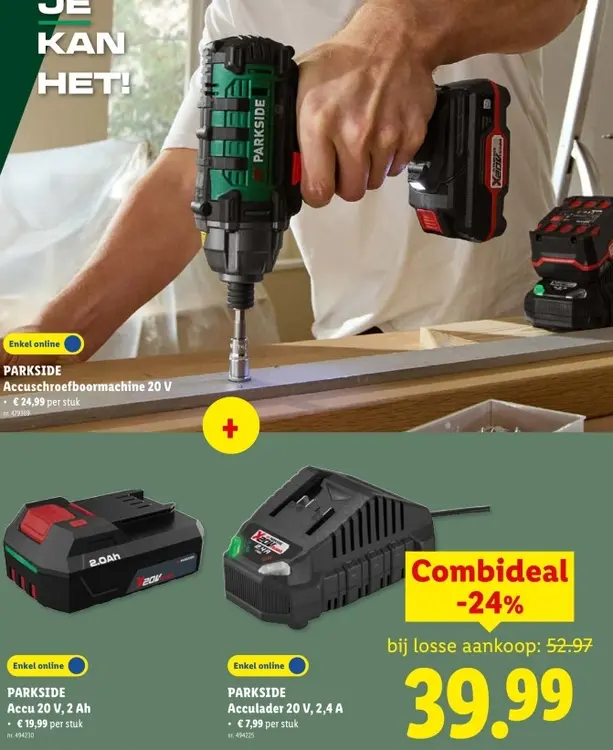 Promotie: PARKSIDE Accuschroefboormachine 20 V, Accu 20
