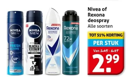 Aanbieding: Nivea of Rexona deospray