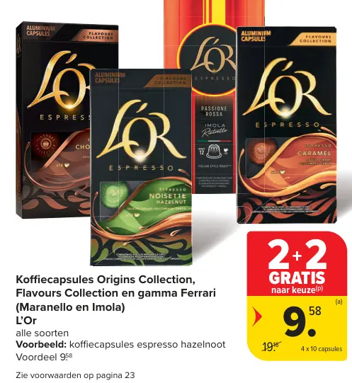 Promotie: Koffiecapsules Origins Collection, Flavours Collection en gamma Ferrari 