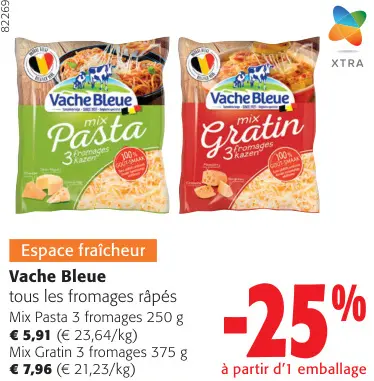 Offre: Vache Bleue tous les fromages râpés