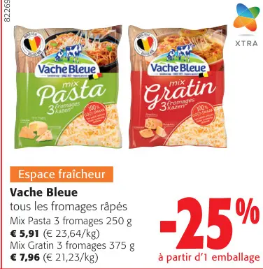 Offre: Vache Bleue tous les fromages râpés