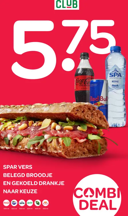 Aanbieding: Spar vers belegd broodje en gekoeld drankje naar keuze