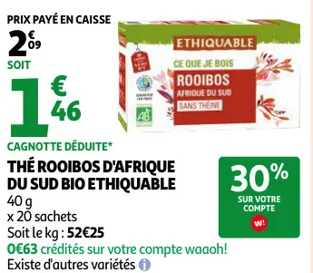 Promotie: Thé rooibos d'afrique du sud bio