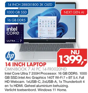 Aanbieding: Omnibook 7 ai pc 14-fr0020nd