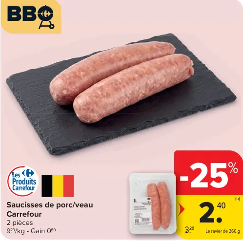 Offre: Saucisses de porc/veau