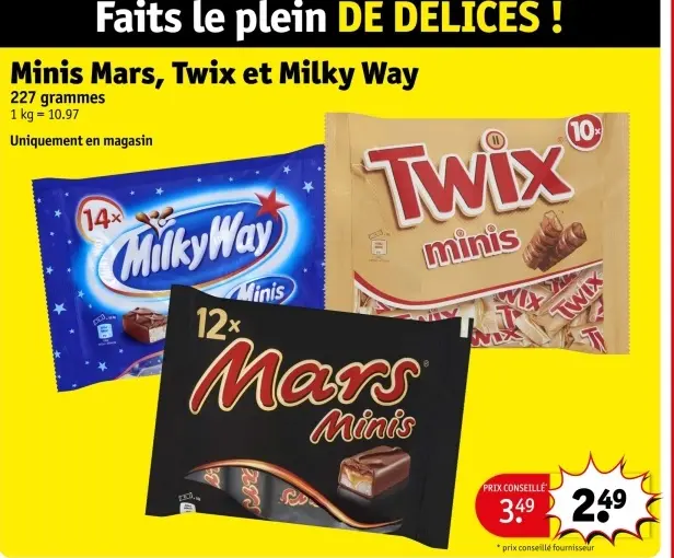 Offre: Minis Mars, Twix et Milky Way