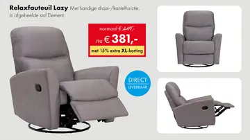 Aanbieding: Lazy relaxfauteuil grijs