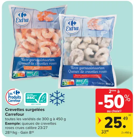 Offre: Crevettes surgelées