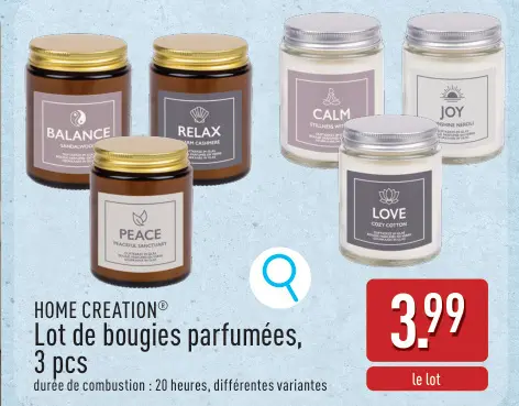 Offre: Lot de bougies parfumées