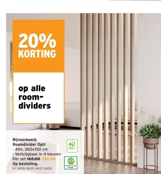 Promotie: Roomdivider Opti
