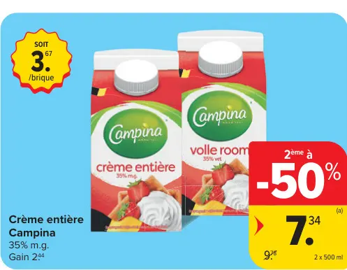 Offre: Crème entière