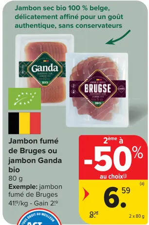 Offre: Jambon fumé de Bruges ou jambon