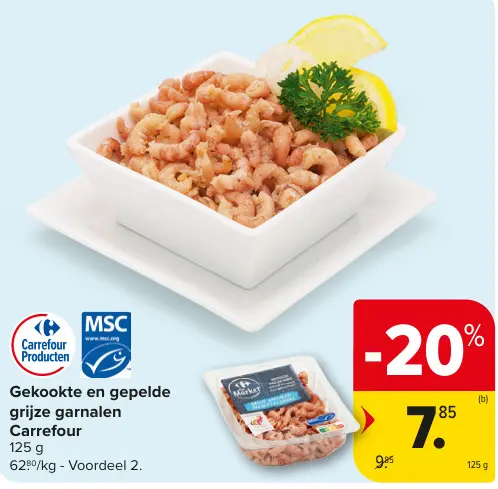 Promotie: Gekookte en gepelde grijze garnalen