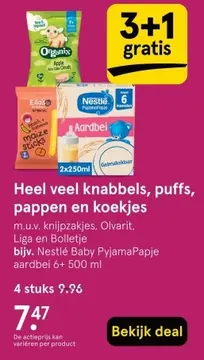 Aanbieding: Heel veel knabbels, puffs, pappen en koekjes