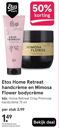 Aanbieding: Home Retreat handcrème en Mimosa Flower bodycréme