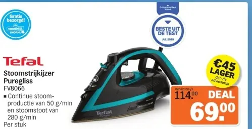 Aanbieding: Stoomstrijkijzer Puregliss FV8066