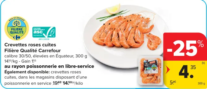 Offre: Crevettes roses cuites