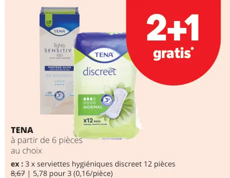 Offre: Serviettes hygiéniques discreet 12 pièces