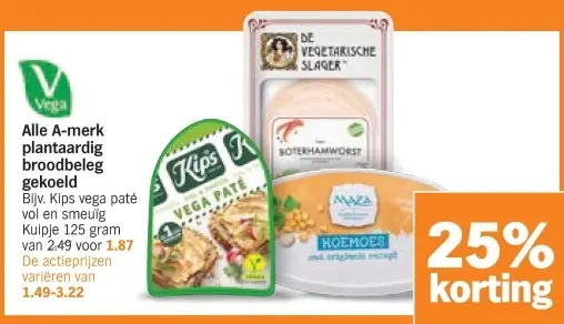 Aanbieding: Alle A-merk plantaardig broodbeleg gekoeld