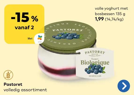 Promotie: Pastoret volle yoghurt met bosbessen