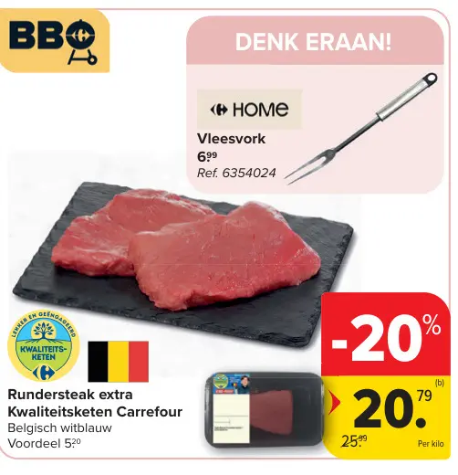 Promotie: Rundersteak extra Kwaliteitsketen Carrefour