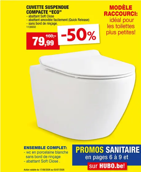 Offre: Aloni Eco Rimless WC suspendu blanc brillant
