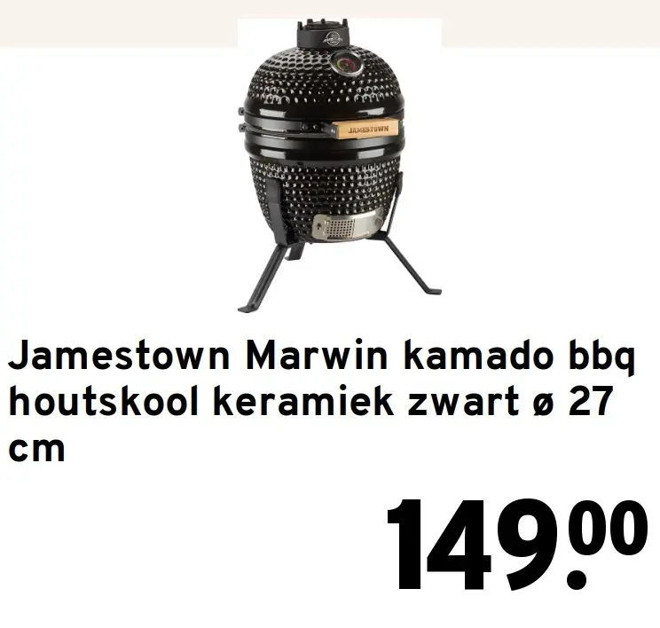 Aanbieding: Marwin kamado bbq houtskool keramiek zwart