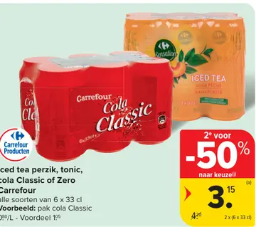 Aanbieding: iced tea perzik, tonic, cola Classic of Zero