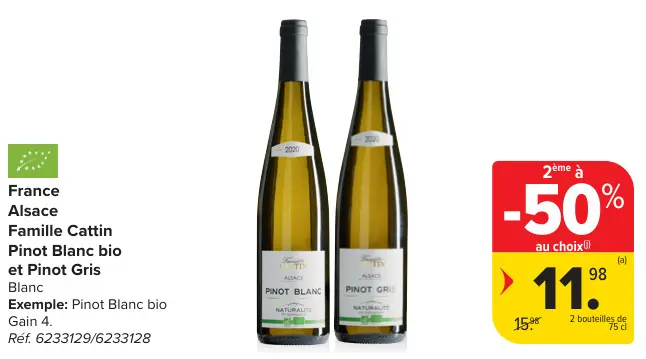 Offre: Pinot Blanc bio et Pinot Gris Blanc