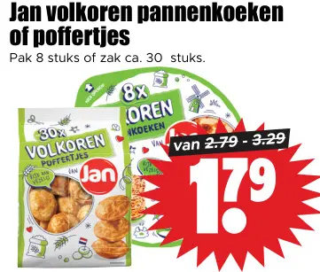 Aanbieding: volkoren pannenkoeken of poffertjes