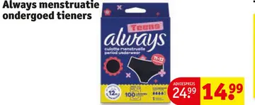 Aanbieding: Always menstruatie ondergoed tieners