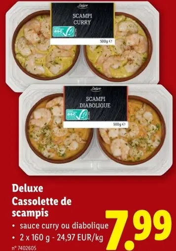 Offre: Cassolette de scampis