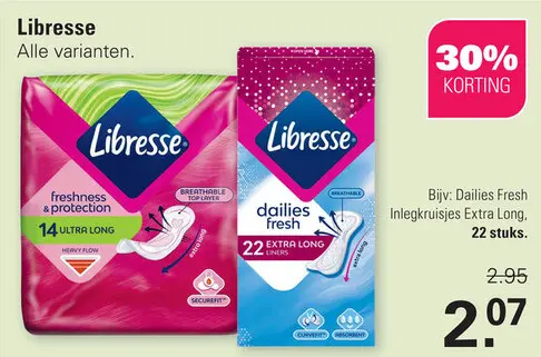 Aanbieding: Libresse Dailies Fresh Inlegkruisjes Extra Long
