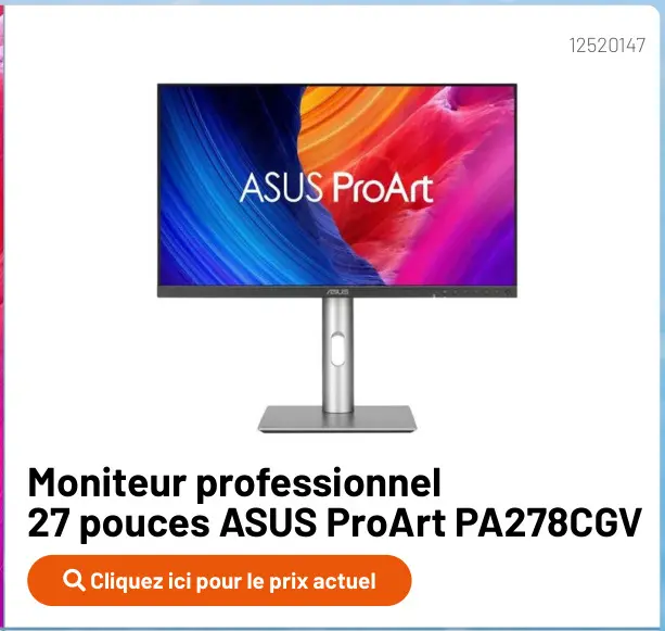 Offre: Moniteur professionnel 27 pouces ASUS ProArt PA278CGV