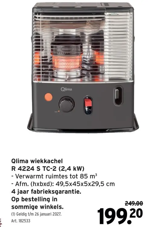 Promotie: Qlima wiekkachel R 4224 S TC-2 (2,4 kW)