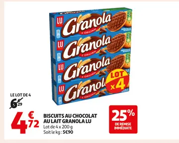 Aanbieding: Biscuits au chocolat au lait Granola LU
