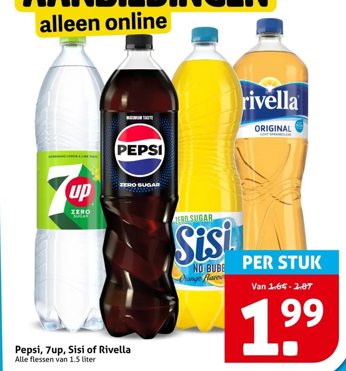 Aanbieding: Pepsi, 7up, Sisi of Rivella