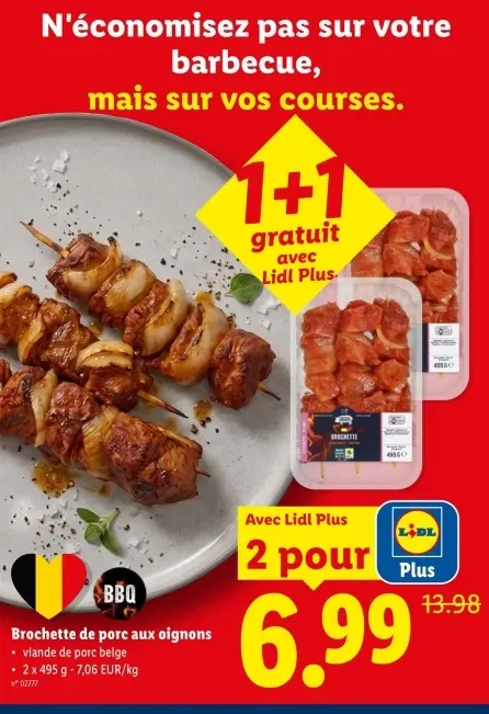 Offre: Brochette de porc aux oignons