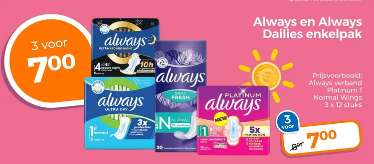 Aanbieding: Always en Always Dailies enkelpak
